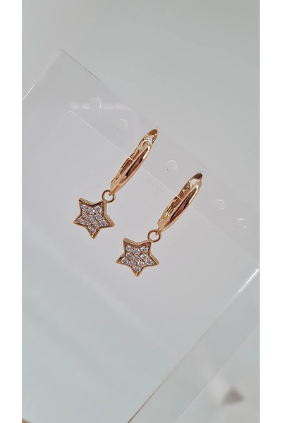 XUPING JEWELRY Rose Zirkon Taşlı Yıldız Sallantılı Halka Küpe