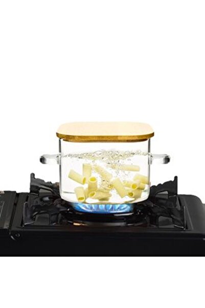 MATMEL 5 Pieces Ckc Bamboo Glass Mini Pot with Lid 700 ml