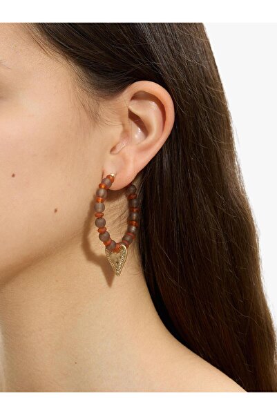 PARFOIS Boncuklu ve Kalpli Halka Küpe