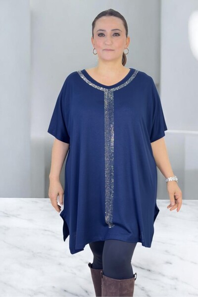 yagmurberen BLUZĂ NEAGRĂ CU DETALII DECORATE CU PIETRE, CU GULER ROTUND, CU M...