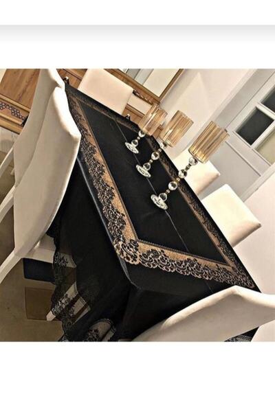 Saule Siyah Tül Masa Örtüsü Dertsiz Masa Örtüsü 160 X 220 Cm Leke Tutmaz 8 12...