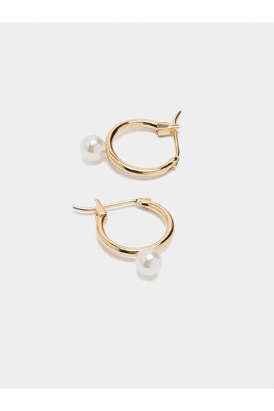 PARFOIS İnci Süslemeli Boru Şeklinde Halka Küpe