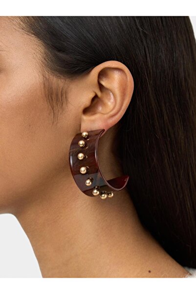 PARFOIS Maxi Taş Efektli Küreli Halka Küpe