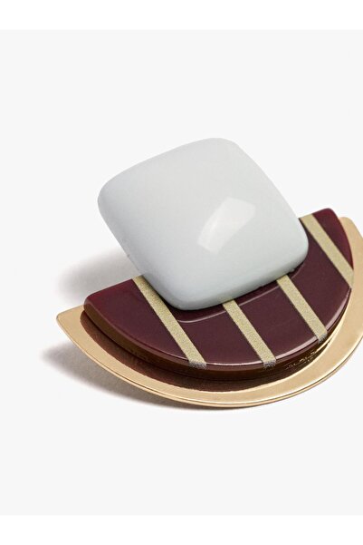 PARFOIS Çizgili Yarım Daire Küpe