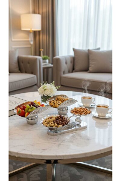 Generic طقم أطباق حلويات وفواكه تقديم ديكور فاخر – لمسة أنيقة لطاولة الضيافة