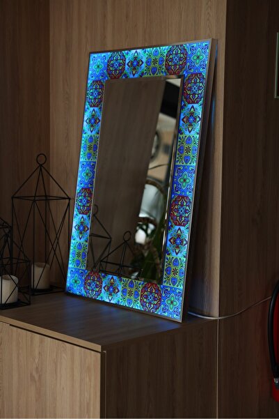 bds art sanatı evinize taşır Modern Çini Desenli LED Işıklı Cam Ayna - Renk G...