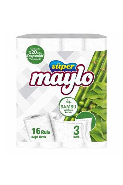 Maylo قطعتين من مناشف ورقية سوبر بامبو ك بوشاح 16قطعة