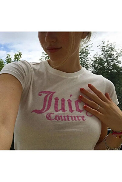 Bravebell Women's Juicy Couture Written White Cropped