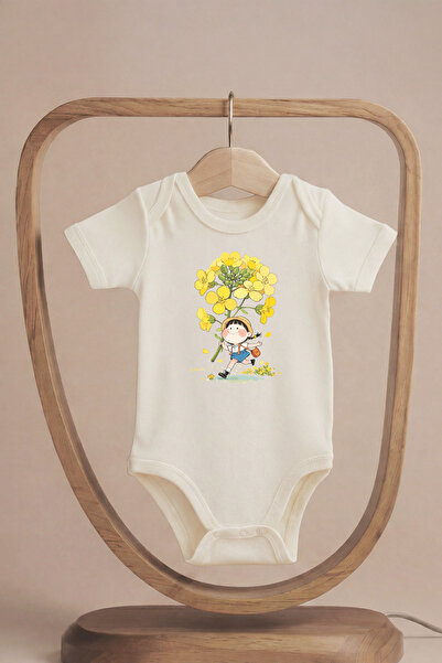 LilJoy بدلة أطفال عضوية 100% قطن قطع ذات أكمام قصيرة وطية إغلاق على شكل زهرة ...