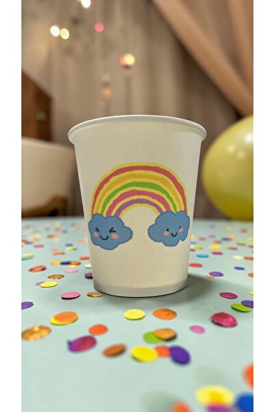 SBStrend Gökkuşağı-Yaz-Unicorn Doğumgünü Parti temalı Tek kullanımlık 7 Oz 50...