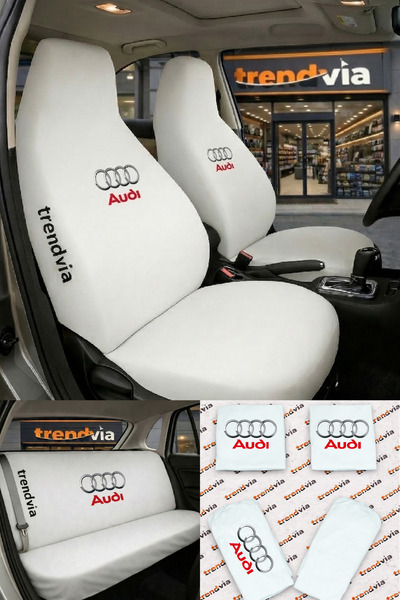 trivexa Audi Logolu Oto Koltuk Kılıfı Ön Arka Set – Penye Likralı Universal K...