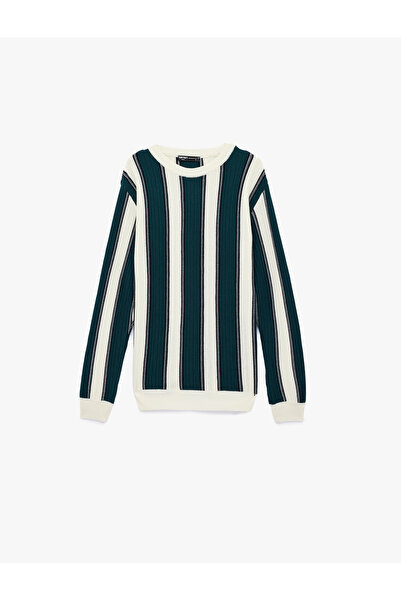 Koton Long Sleeve Crew Neck Striped Sweater