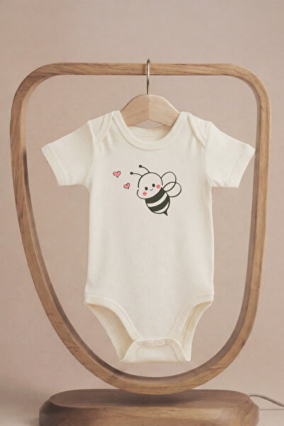 LilJoy بدلة أطفال عضوية 100% قطن قطع من نوع Pink Cheeked Cute Bee مطبوع بأكما...