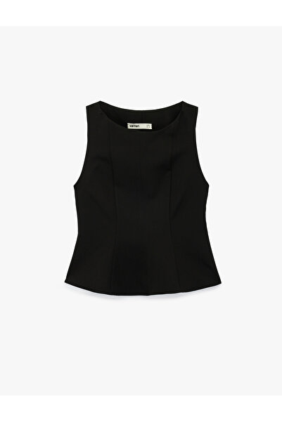 Koton εφαρμοστό Αμάνικη μπλούζα με λαιμόκοψη και κόψιμο peplum