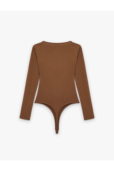 Koton Pamuklu Slim Fit Uzun Kollu Kare Yaka Bodysuit