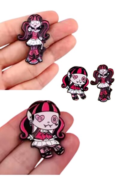 TATA CRAFT Monster High Draculaura Rozet 2'li Set Pin Emaye Alaşım Pin Rozet