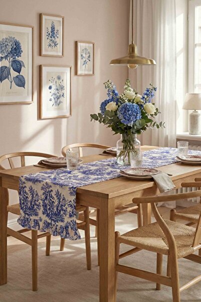 decofav Volane decorative albastru cobalt Toile napron – hidrofug P cu ameste...