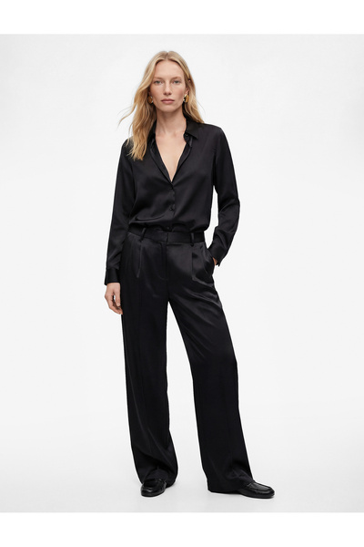 Koton Regular Fit Uzun Kollu Klasik Yaka Düğmeli Saten Gömlek