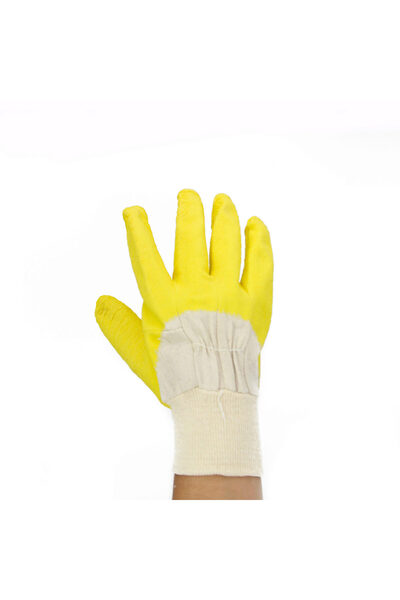 Interbabis Mănuși de protecție antiderapante, latex pe suport textil, galbene...