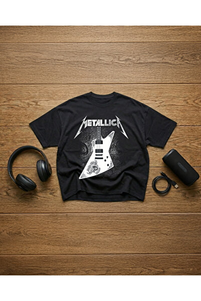 STİL-X Metallıca Baskılı Unisex %100 Pamuklu Oversize T-shirt