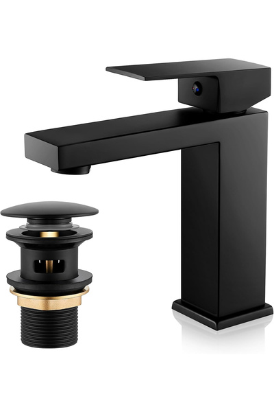 OEM Set de baterii pentru chiuvetă de baie pătrate negre cu scurgere tip pop-up