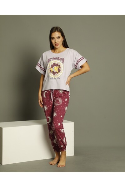 BOYRAZ Women's pajamas, with Short-Sleeved and long Cotton pants, Blessed And...