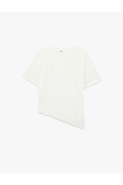 Koton Short Sleeve Crew Neck Lace Detailed Comfortable Fit T-Shirt