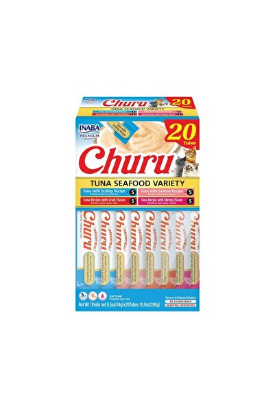 Inaba Churu Tuna Seafood Variety Lickable Cat Treats - 14g x 20 pcs