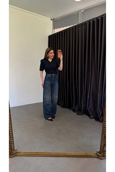 elif teke فرونتالز بريميوم فول مرصّع بالأحجار جين بلو