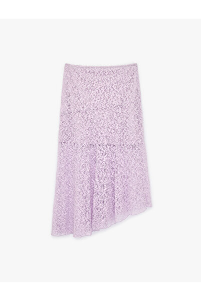 Koton Fusta midi asimetrică dantelă cu detalii talie înaltă