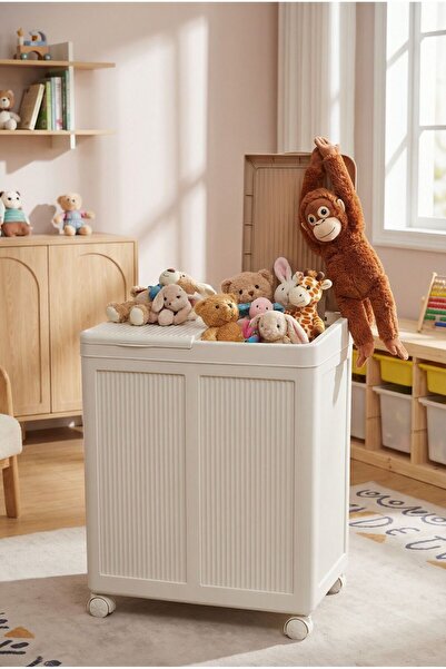 Kazen Home Kapaklı Tekerlekli Çamaşır ve Oyuncak Saklama Kutusu Modern Depola...