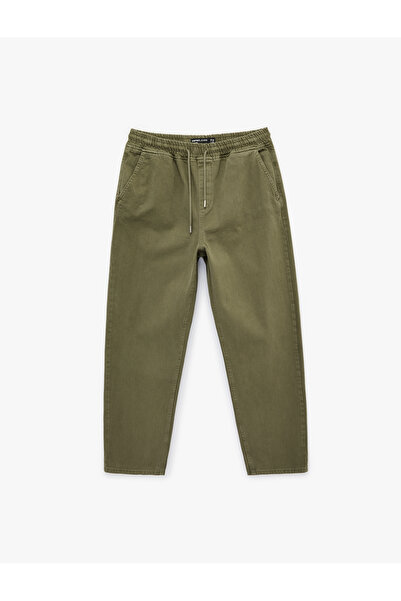 Koton Regular Fit Normal Bel Cotton Lu Bol Drawstring Waist Baggy Jean Pants