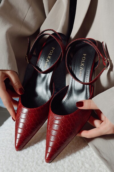 POLKA STORE Pantofi de damă cu toc scurt și vârf ascuțit