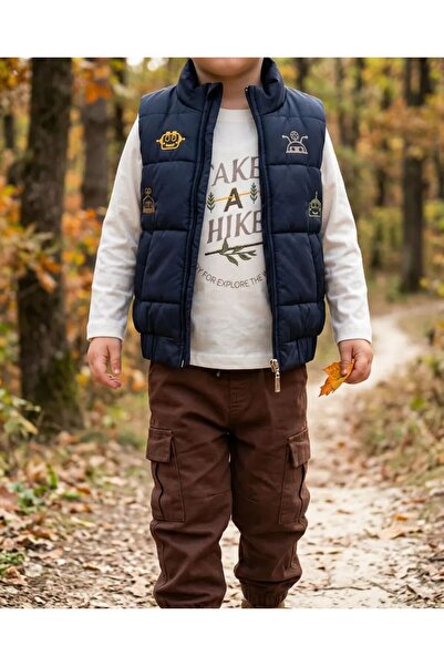 Bebüş Bayramlık Erkek Çocuk 3’lü Takım – Şişme Yelek, Baskılı Uzun Kollu Tişö...