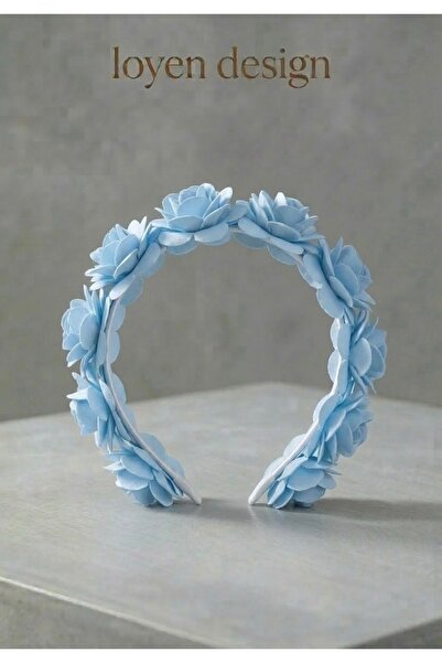 Loyen Design Mavi Lazer Çiçekli Taç | Zarif Tasarım Dekoratif Saç Tacı | Özel...