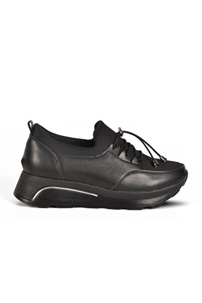 Aspor Black Lock Lace-Up Women's Casual Shoes