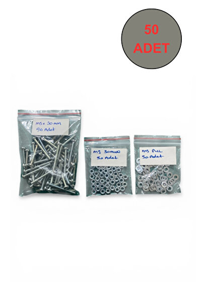 Tuna M3x30mm Ysb Vida 50 Adet-Somun 50 Adet-Pul 50 Adet Toplam 150 Parça