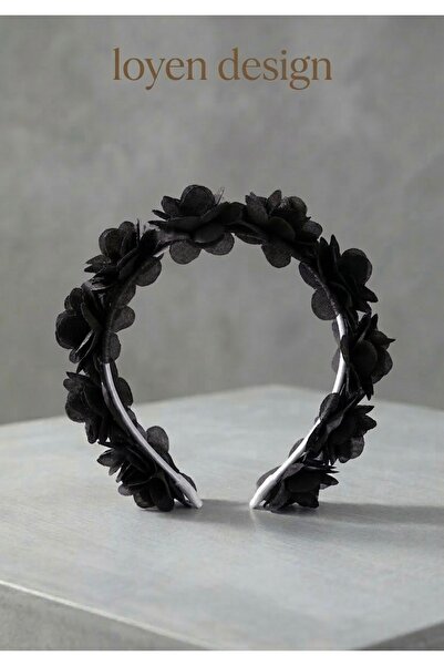 Loyen Design Siyah Lazer Çiçekli Taç | Zarif Tasarım Dekoratif Saç Tacı | Öze...