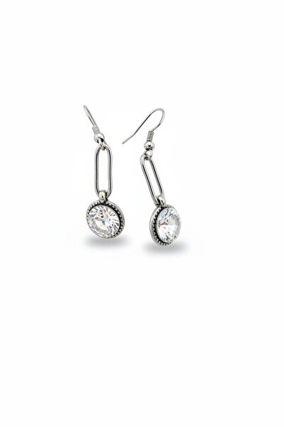 MODAYAŞAR Silver Color Crystal Earrings-Çengelli