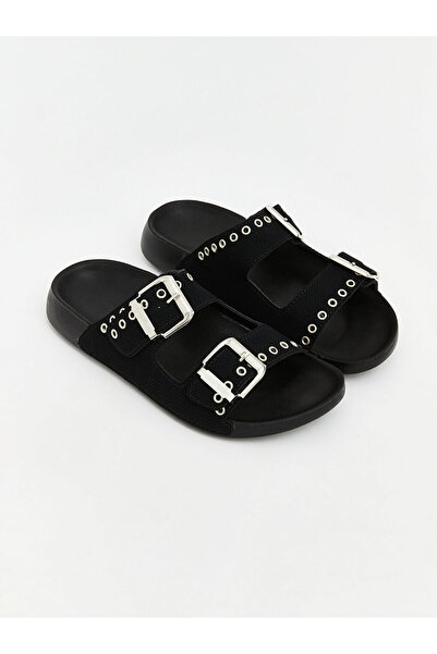 LC Waikiki Black Double Striped Women's Slippers