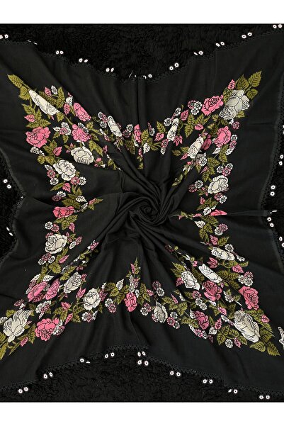 Beykan handmade Μικρό Νοσταλγικό Κεντητό Κασκόλ με Βελονάκι/Υεμένιο/ Τούλι be...