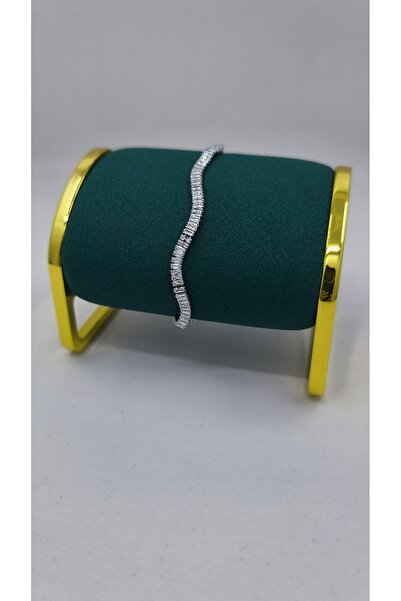 VOBEEYKU Special Series Baguette Zircon Stone Curved Silver Color Waterway Br...