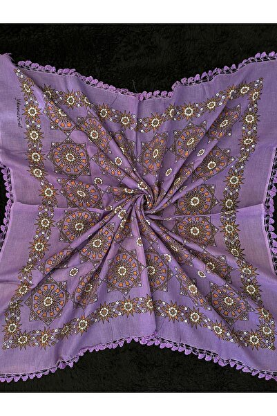 Beykan handmade Μικρό Νοσταλγικό Κεντητό Κασκόλ με Βελονάκι/Υεμένιο/ Τούλι be...