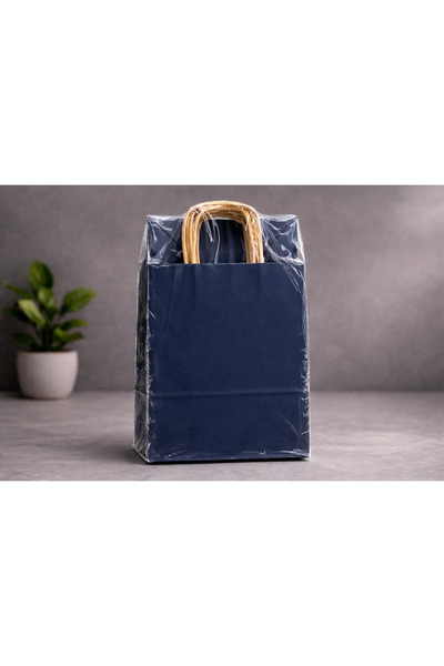 Atölye Kraft Lacivert Renk Kraft Çanta 18x8x24 cm 25 adet