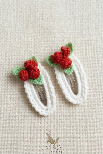 UmbraKnitting مجموعة من قطعتين من مشابك كوكينا الحمراء والبيضاء المحبوكة يدوي...