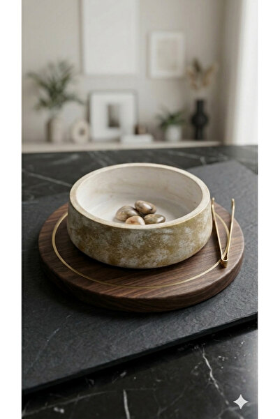 LİBRARİS Modern Dekoratif Kase – Taş Görünümlü Minimal Salon ve Sehpa Dekoru ...