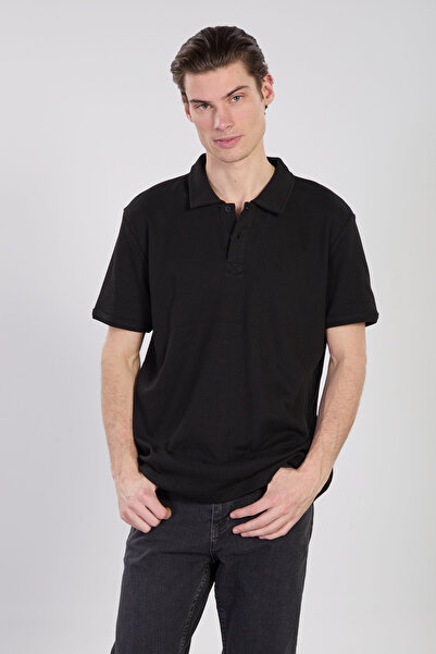 BARRELS AND OIL Men's Needle Detail Interlock T-Shirt - Black