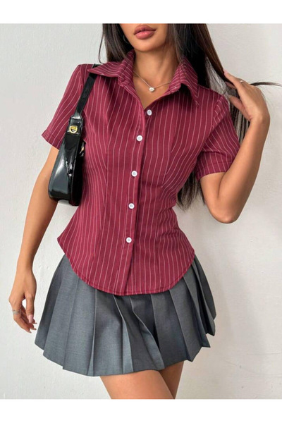 Gofeel Çizgili Belden Oturtmalı Classic Gömlek