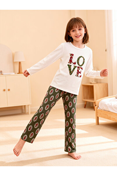 Take Two By Styli طقم بيجاما مطبوع عليه نص للبنات، يتكون من بلوزة برقبة دائري...