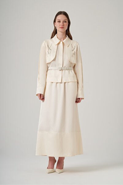 Nuss 1044 Parachute Stone Embroidered Skirt Suit